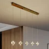 Lucande LED hanglamp Hayley, 96 cm, 5-lamps, goud, glas