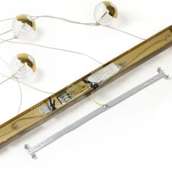 Lucande LED hanglamp Hayley, 96 cm, 5-lamps, goud, glas