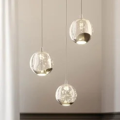 Lucande LED hanglamp Hayley, Ø 25 cm, 3-lamps, chroom, glas