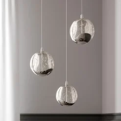 Lucande LED hanglamp Hayley, Ø 25 cm, 3-lamps, chroom, glas