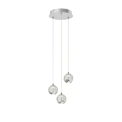 Lucande LED hanglamp Hayley, Ø 25 cm, 3-lamps, chroom, glas