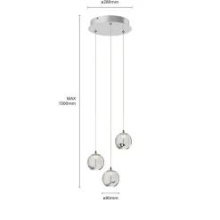 Lucande LED hanglamp Hayley, Ø 25 cm, 3-lamps, chroom, glas