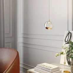 Lucande LED hanglamp Hayley, Ø 9 cm, goudkleurig, glas