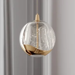 Lucande LED hanglamp Hayley, Ø 9 cm, goudkleurig, glas