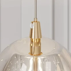 Lucande LED hanglamp Hayley, Ø 9 cm, goudkleurig, glas