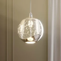 Lucande LED hanglamp Hayley, Ø 9 cm, chroomkleurig, glas