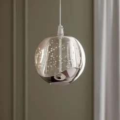 Lucande LED hanglamp Hayley, Ø 9 cm, chroomkleurig, glas