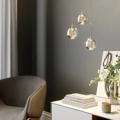 Lucande LED hanglamp Hayley, Ø 25 cm, 3-lamps, goud, glas