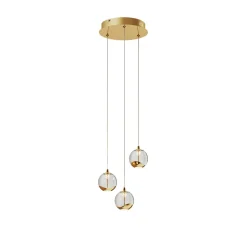 Lucande LED hanglamp Hayley, Ø 25 cm, 3-lamps, goud, glas