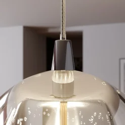 Lucande LED hanglamp Hayley, 96 cm, 5-lamps, chroom, glas