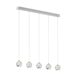 Lucande LED hanglamp Hayley, 96 cm, 5-lamps, chroom, glas