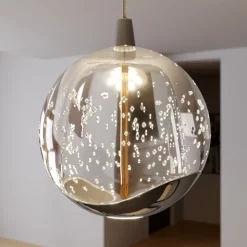 Lucande LED hanglamp Hayley, 96 cm, 5-lamps, chroom, glas