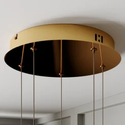 Lucande LED hanglamp Hayley, Ø 30 cm, 5-lamps, goud, glas