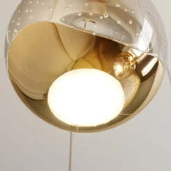 Lucande LED hanglamp Hayley, Ø 30 cm, 5-lamps, goud, glas