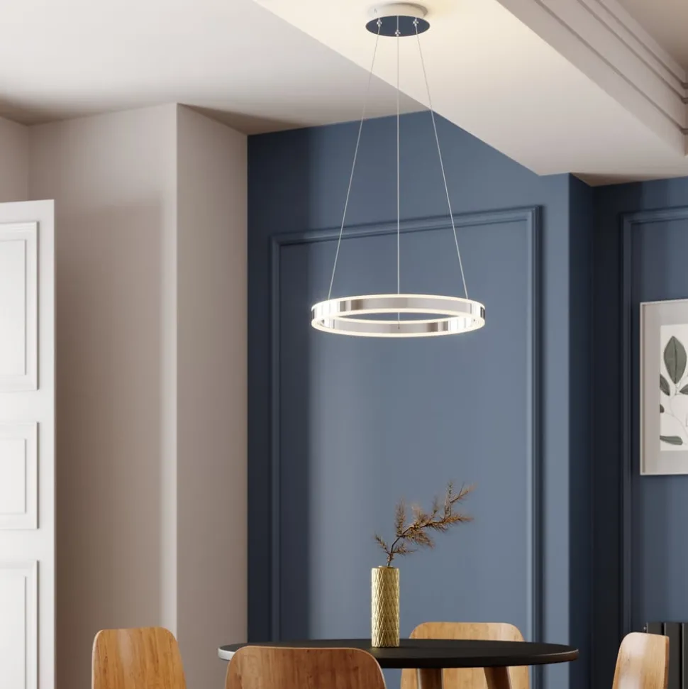 Lucande LED hanglamp Lyani, Ø 50 cm, chroom, dimbaar