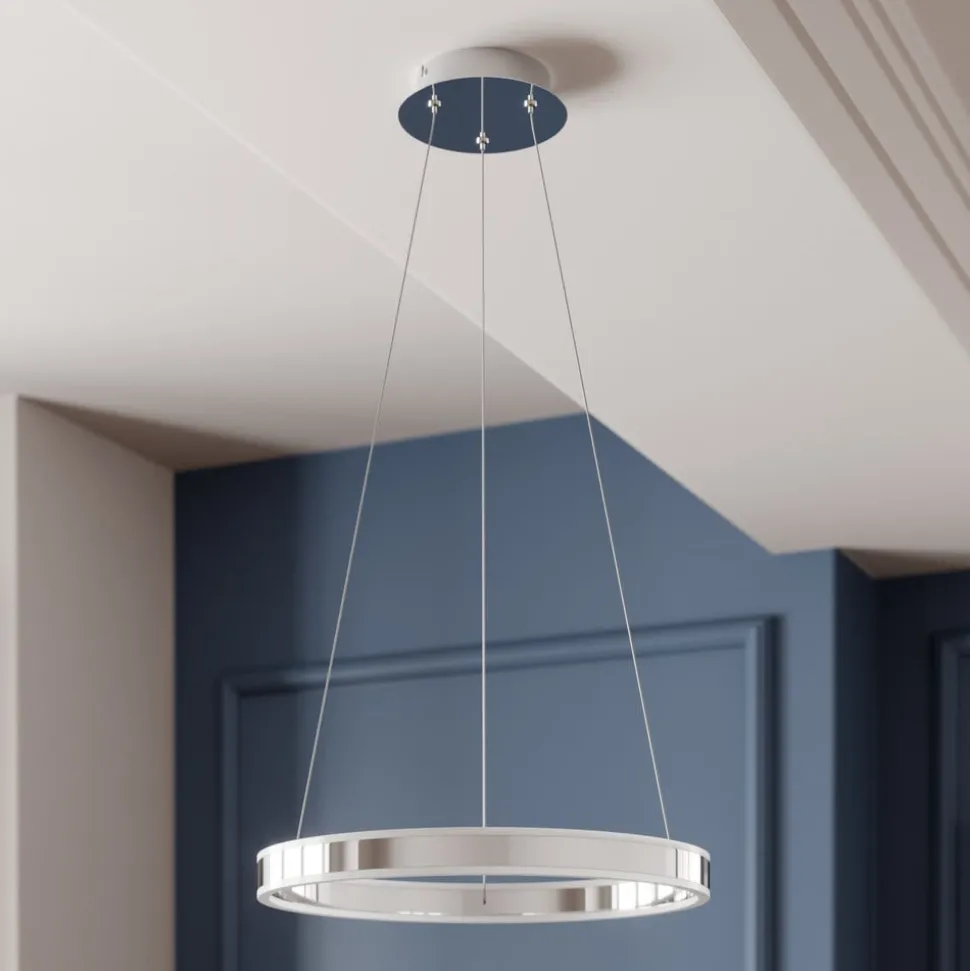 Lucande LED hanglamp Lyani, Ø 50 cm, chroom, dimbaar