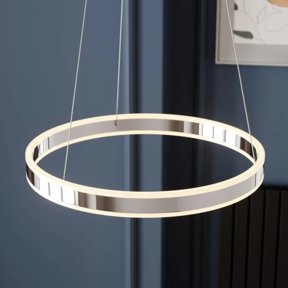 Lucande LED hanglamp Lyani, Ø 50 cm, chroom, dimbaar