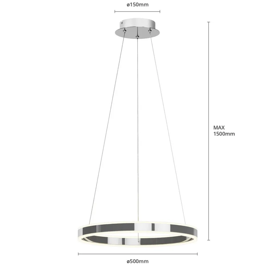 Lucande LED hanglamp Lyani, Ø 50 cm, chroom, dimbaar