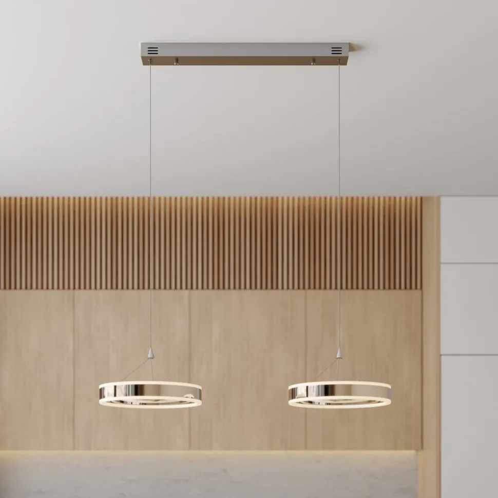 Lucande LED hanglamp Lyani, 85 cm, 2-lamps, chroom, dimbaar