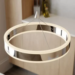 Lucande LED hanglamp Lyani, 85 cm, 2-lamps, chroom, dimbaar