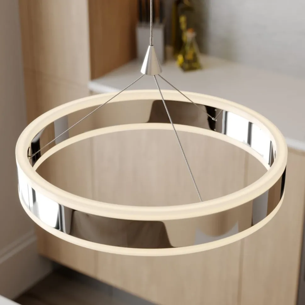 Lucande LED hanglamp Lyani, 85 cm, 2-lamps, chroom, dimbaar