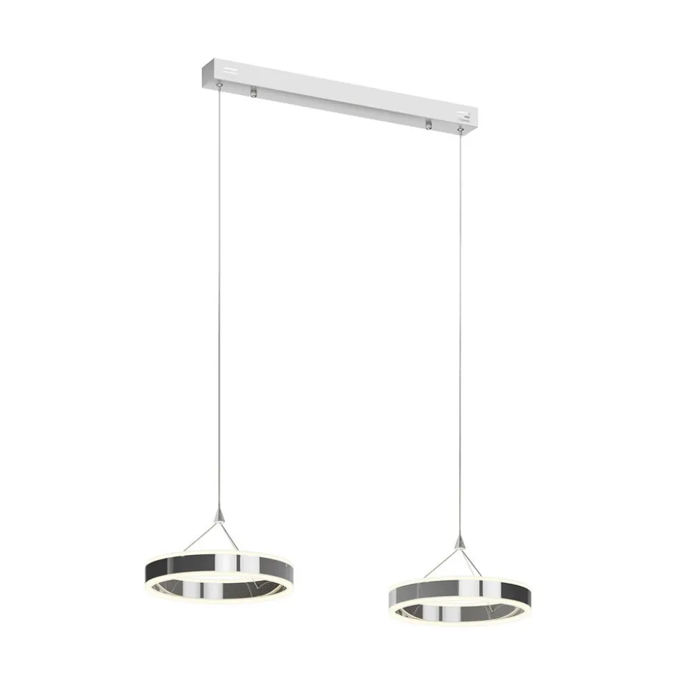 Lucande LED hanglamp Lyani, 85 cm, 2-lamps, chroom, dimbaar
