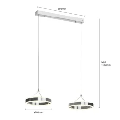 Lucande LED hanglamp Lyani, 85 cm, 2-lamps, chroom, dimbaar