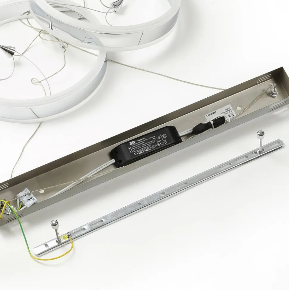 Lucande LED hanglamp Lyani, 85 cm, 2-lamps, chroom, dimbaar