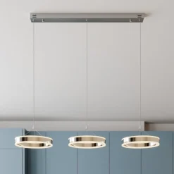 Lucande LED hanglamp Lyani, 115cm, 3-lamps, chroom, dimbaar