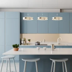 Lucande LED hanglamp Lyani, 115cm, 3-lamps, chroom, dimbaar