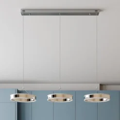 Lucande LED hanglamp Lyani, 115cm, 3-lamps, chroom, dimbaar