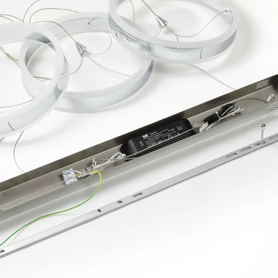 Lucande LED hanglamp Lyani, 115cm, 3-lamps, chroom, dimbaar