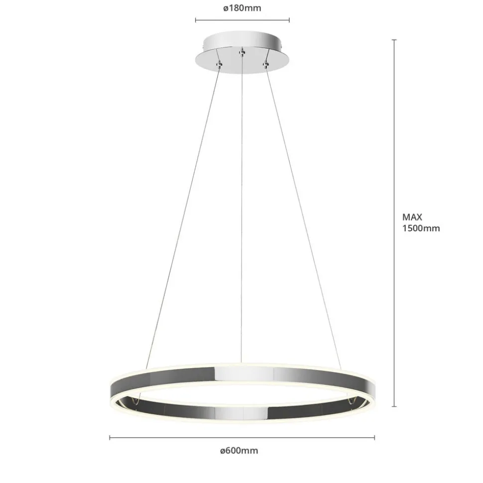 Lucande LED hanglamp Lyani, Ø 60 cm, chroom, dimbaar