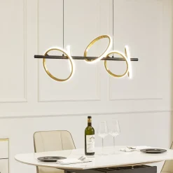 Lucande LED hanglamp Madu, zwart, metaal, 92,5 cm lang