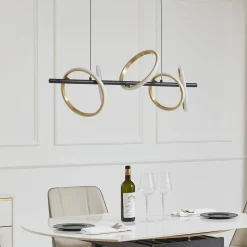 Lucande LED hanglamp Madu, zwart, metaal, 92,5 cm lang