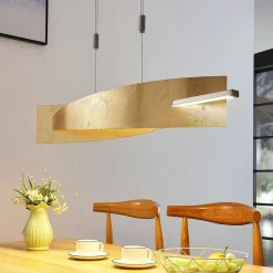 Lucande LED hanglamp Marija, 101 cm, goudkleurig, dimbaar