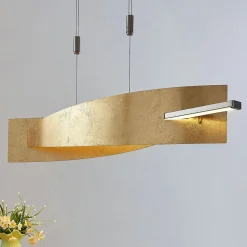 Lucande LED hanglamp Marija, 101 cm, goudkleurig, dimbaar