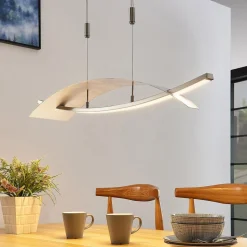 Lucande LED hanglamp Marija, 91 cm, zilver, dimbaar