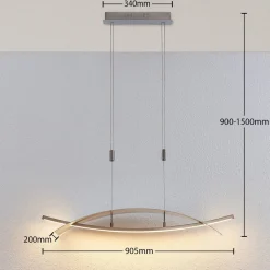 Lucande LED hanglamp Marija, 91 cm, zilver, dimbaar