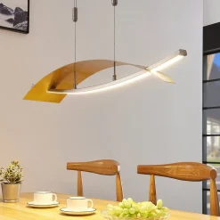 Lucande LED hanglamp Marija, 91 cm, goudkleurig, dimbaar