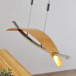 Lucande LED hanglamp Marija, 91 cm, goudkleurig, dimbaar