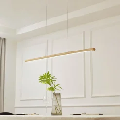 Lucande LED hanglamp Maruta, hout, balk, 120 cm, 3000K