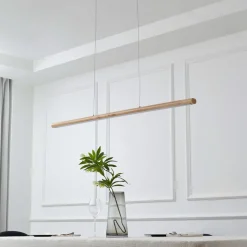 Lucande LED hanglamp Maruta, hout, balk, 120 cm, 3000K