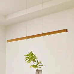 Lucande LED hanglamp Nihalo, hout, 12 cm, dimbaar, CCT