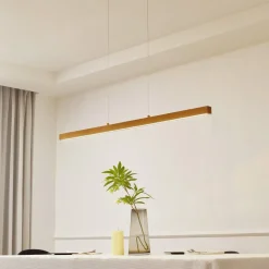 Lucande LED hanglamp Nihalo, hout, 12 cm, dimbaar, CCT