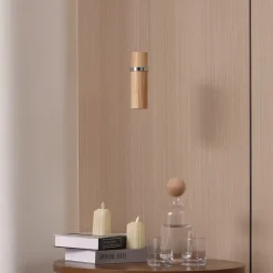 Lucande LED hanglamp Nojus, hout, omhoog/omlaag, Ø 6 cm