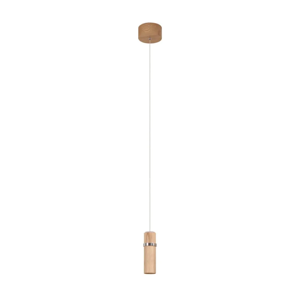 Lucande LED hanglamp Nojus, hout, omhoog/omlaag, Ø 6 cm