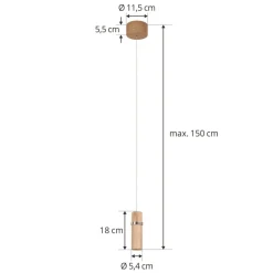 Lucande LED hanglamp Nojus, hout, omhoog/omlaag, Ø 6 cm
