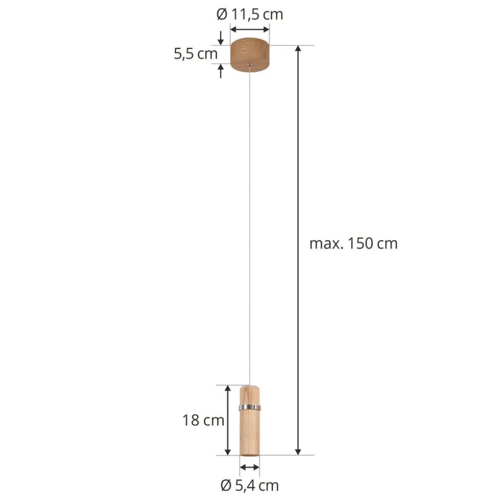 Lucande LED hanglamp Nojus, hout, omhoog/omlaag, Ø 6 cm