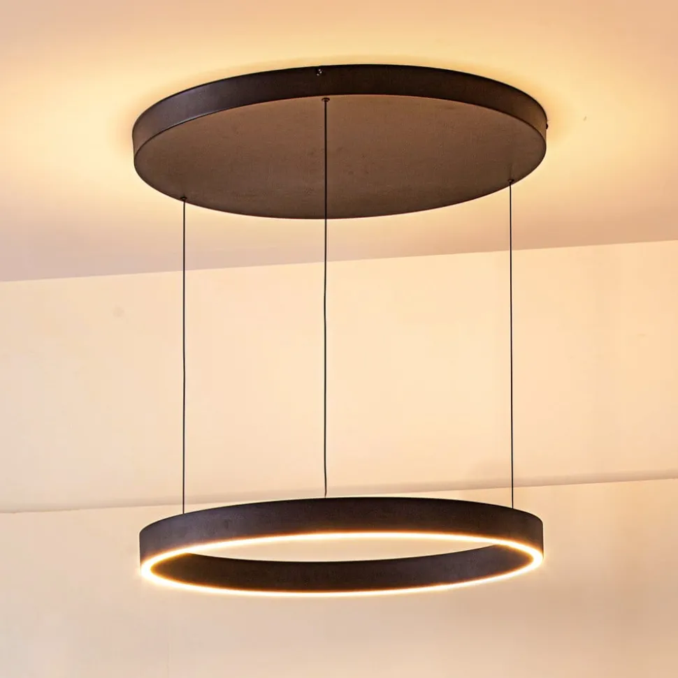 Lucande LED hanglamp Philine, Ø 60 cm, zwart, ijzer